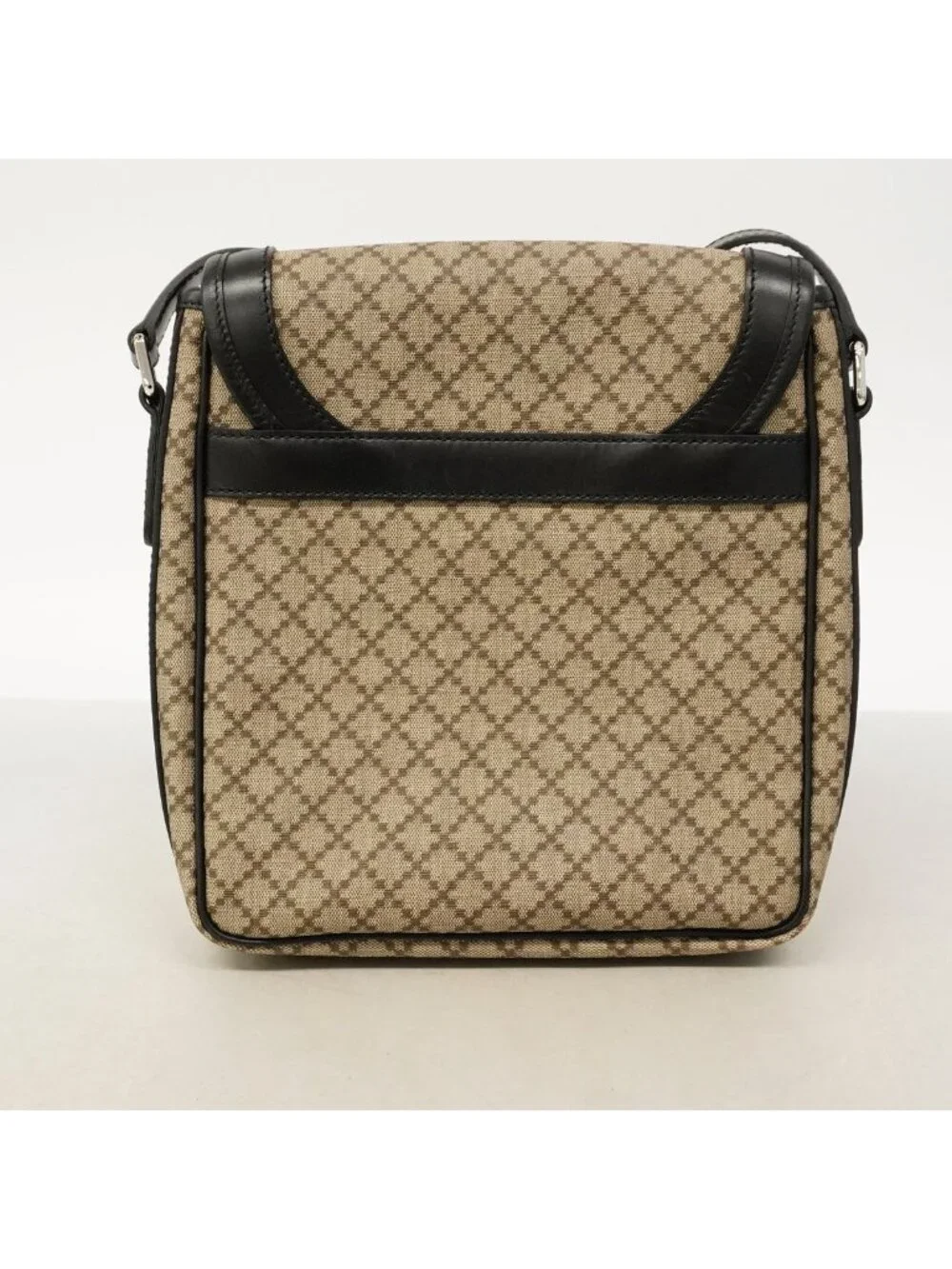 Gucci Shoulder Bag Diamante Beige Black Silver